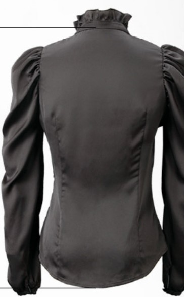 Black blouses standing collar with lace